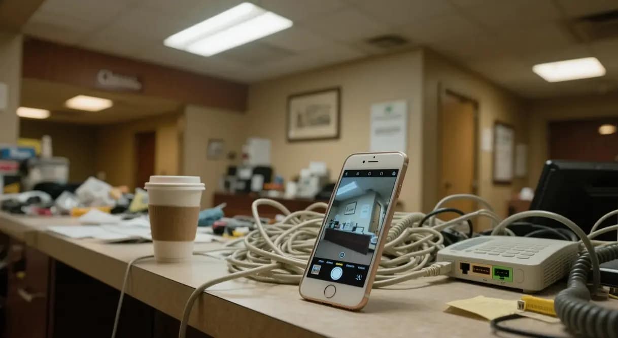 a cluttered hotel lobby desk in Chandler